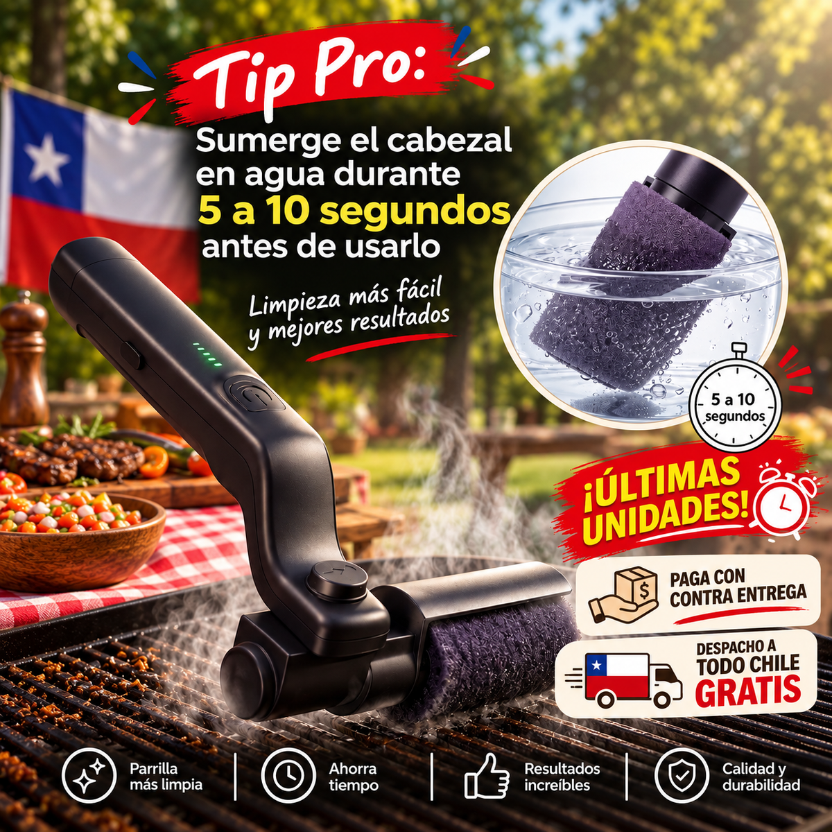 Cepillo eléctrico parrilla