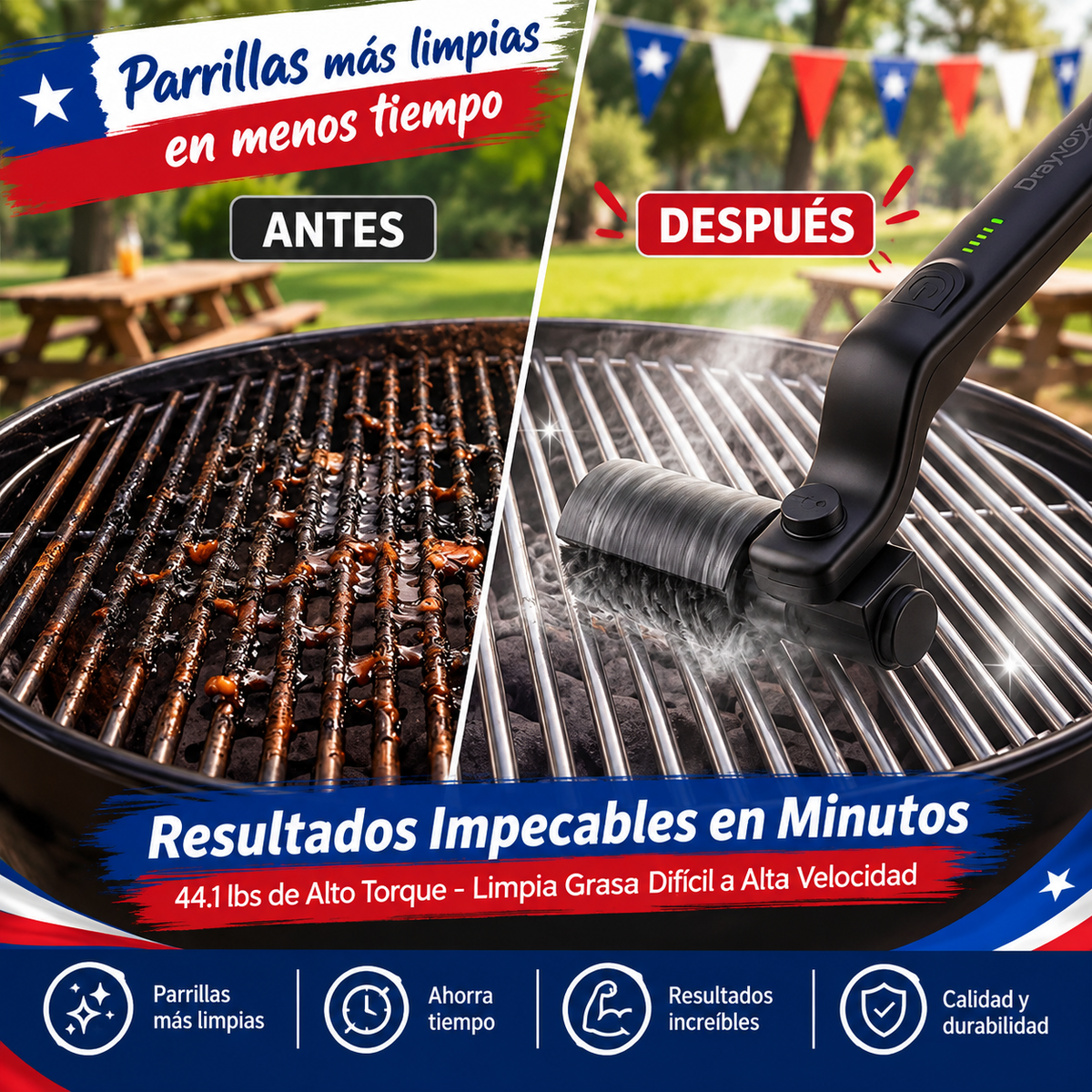 Cepillo eléctrico parrilla
