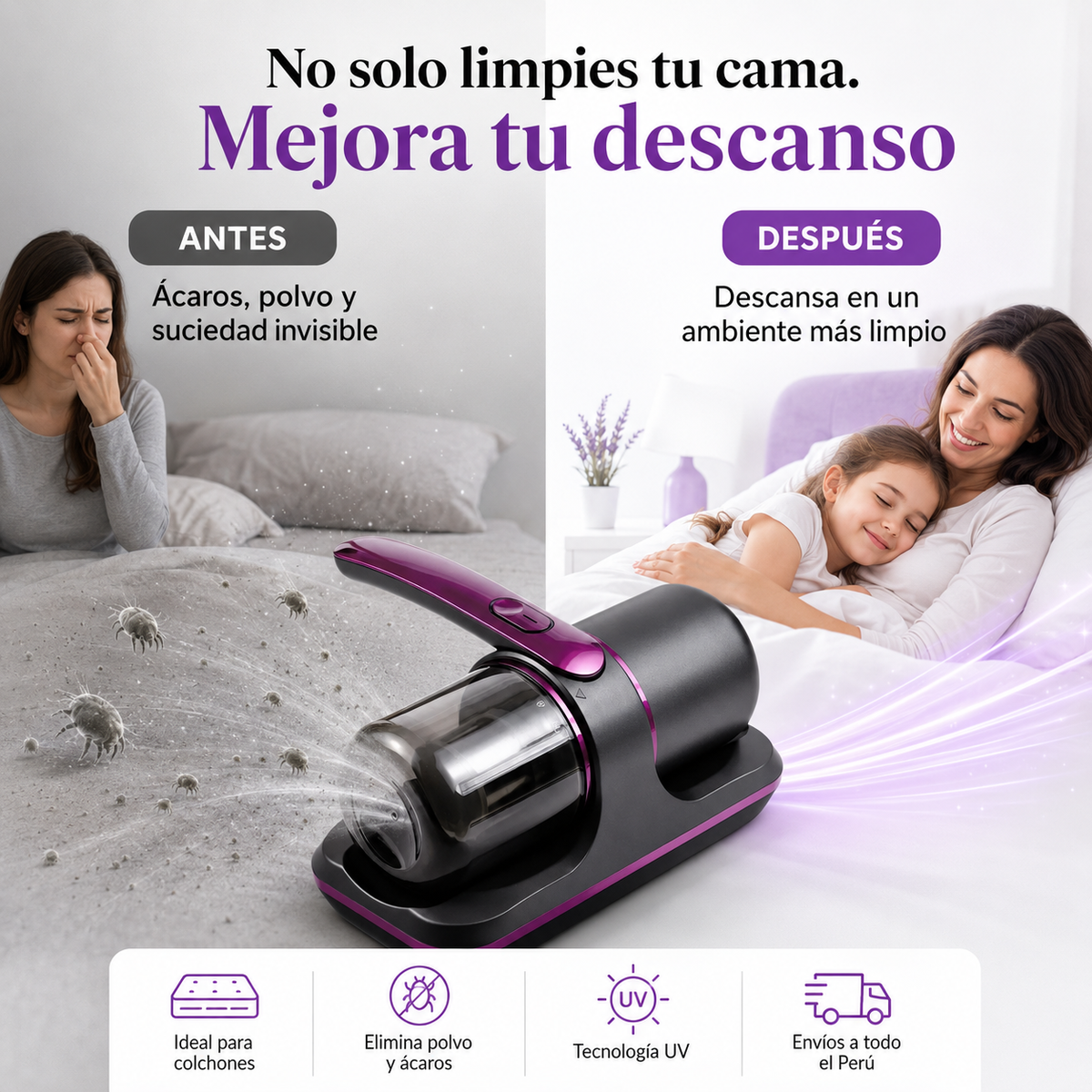Aspiradora Antiácaros para colchones